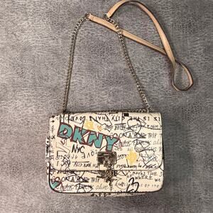 DKNY Graphic Print Grafiiti Chain Shoulder Bag